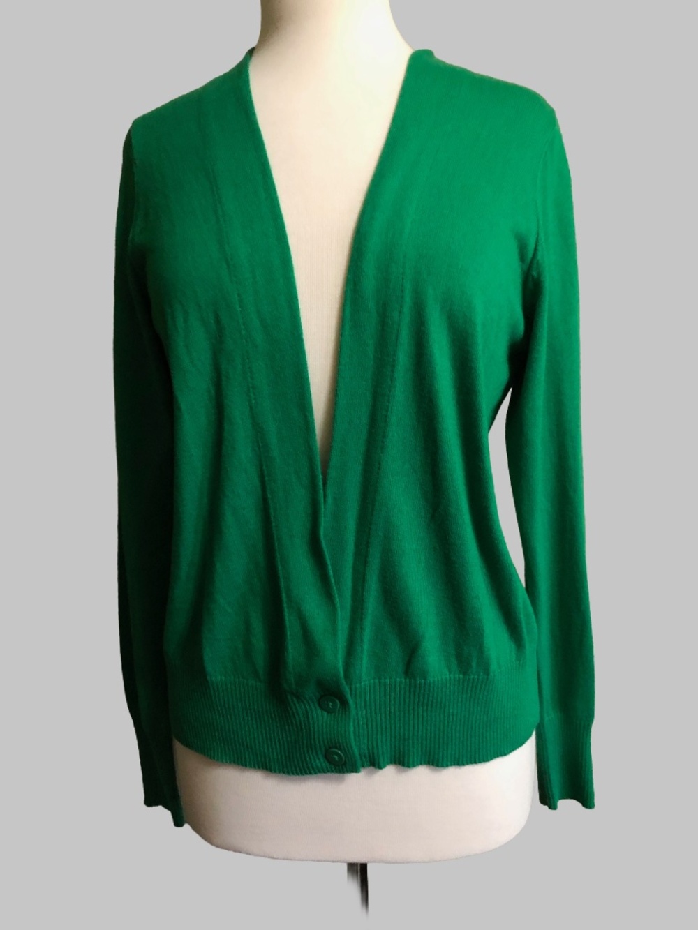 NWT Worthington Impact Green Deep V-Neck Button Cardigan Sweater L